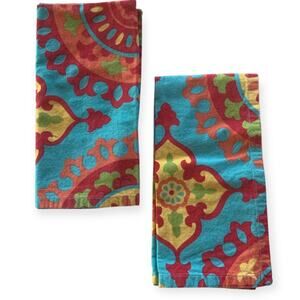 Set of 2 Cotton Fabric Napkins Colorful Marrakesh Print 19 Inch Square
